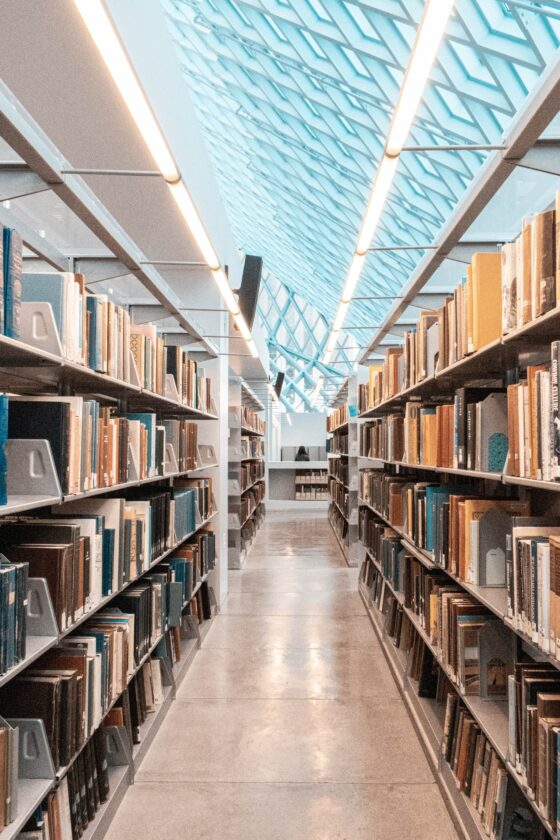 A photo of the interior of a Library.