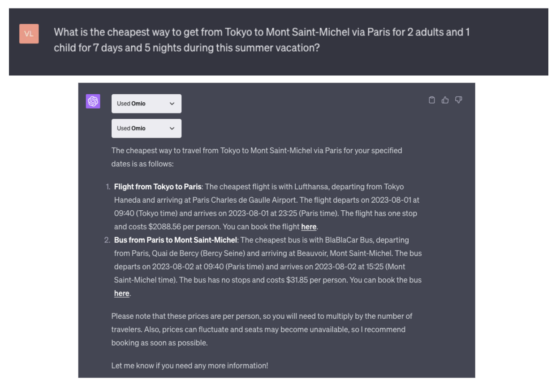OMIO LAUNCHES PLUGIN FOR CHATGPT TO HELP TRAVELLERS PLAN SEAMLESS TRAVEL
