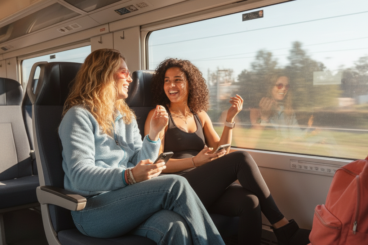 Travellers on a train