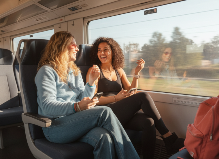 Travellers on a train